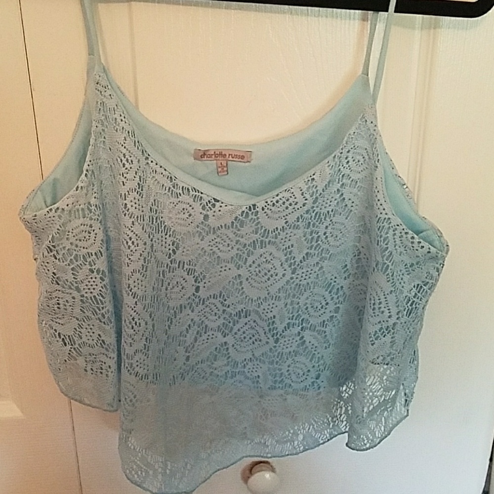 Baby blue lace crop top